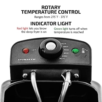 OVENTE Deep Fryer 2L Capacity, 1500W Adjustable Temperature