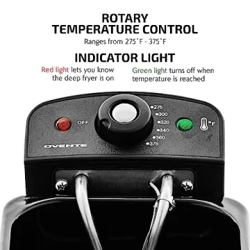 OVENTE Deep Fryer 2L Capacity, 1500W Adjustable Temperature