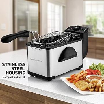 OVENTE Deep Fryer 2L Capacity, 1500W Adjustable Temperature