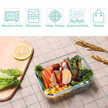 Aiduy Glass Food Storage Containers with lids, [24 Piece] Glass Lunch Container Set, Glass Containers for Food Storage and Meal Prep - BPA Free (12 Containers & 12 Lids)