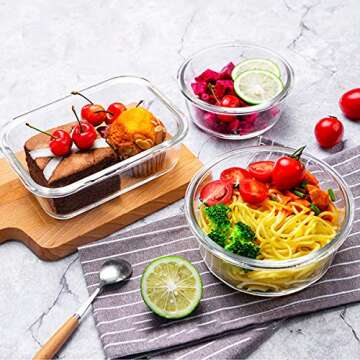 Aiduy Glass Food Storage Containers with lids, [24 Piece] Glass Lunch Container Set, Glass Containers for Food Storage and Meal Prep - BPA Free (12 Containers & 12 Lids)