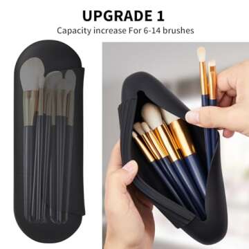 AGIKET Silicone Makeup Brush Holder Travel Cosmetic Bag：Soft Portable Cosmetic Face Brushes Holder...