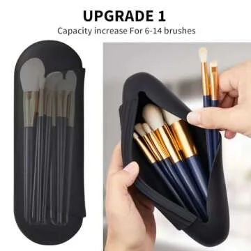 AGIKET Silicone Makeup Brush Holder Travel Cosmetic Bag – Soft & Stylish with Magnetic Closure