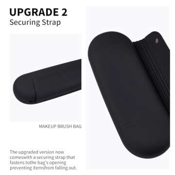 AGIKET Silicone Makeup Brush Holder Travel Cosmetic Bag：Soft Portable Cosmetic Face Brushes Holder with Upgrade Anti-Fall Out Magnetic Closure, Large Travel Makeup Brush Case - Black