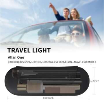 AGIKET Silicone Makeup Brush Holder Travel Cosmetic Bag：Soft Portable Cosmetic Face Brushes Holder with Upgrade Anti-Fall Out Magnetic Closure, Large Travel Makeup Brush Case - Black