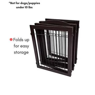 BIRDROCK HOME Indoor Dog Pet Gate with Door - 6 Panel - 30 Inch Tall - Enclosure Kennel Pet Puppy Safety Fence Pen Playpen - Durable Wooden and Wire - Folding Z Shape Free Standing (Espresso)