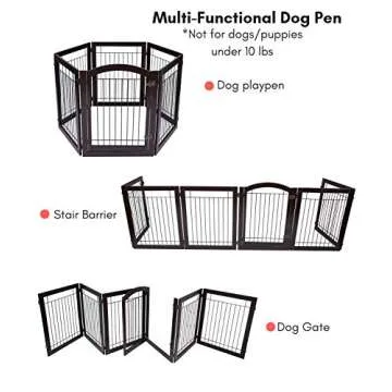 BIRDROCK HOME Indoor Dog Pet Gate with Door - 6 Panel - 30 Inch Tall - Enclosure Kennel Pet Puppy Safety Fence Pen Playpen - Durable Wooden and Wire - Folding Z Shape Free Standing (Espresso)