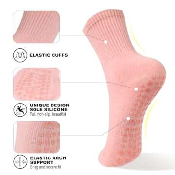 Ivyhouse 6 Pairs Non-Slip Grip Socks for Yoga, Pilates & Dance