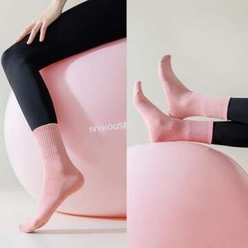 Ivyhouse Pilates Grip Socks for Women - Non-Slip & Comfortable