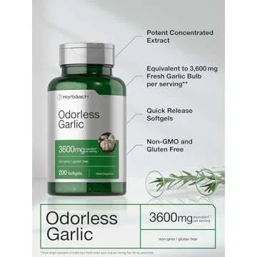 Horbäach Odorless Garlic Softgels 3600 mg for Immune Support