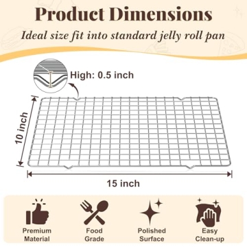 Stainless Steel Cooling Racks for Baking & Cooking - 2 Pack 10" x 15"
