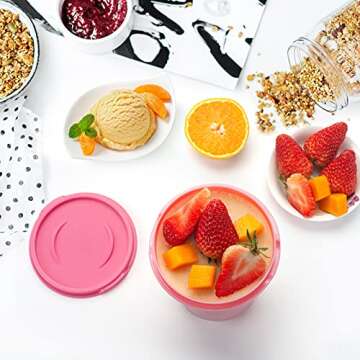 Colorful Ice Cream Storage Containers - 4 Pack Perfect for Ice Cream