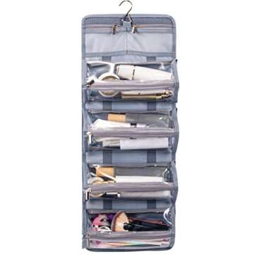 Water Resistant Polyester 4 in 1 Hanging Roll Up Makeup Bag Toiletry Bag Travel Cosmetic Storage Cas...