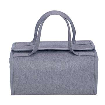 Water Resistant Polyester 4 in 1 Hanging Roll Up Makeup Bag Toiletry Bag Travel Cosmetic Storage Case Hair Beauty Tools First Aid Kits Organizer Bag With 4 Removable PVC Zipper Pouches (Grey)