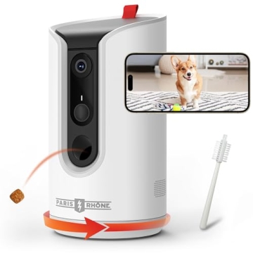 PARIS RHÔNE 2K Ultra HD Pet Camera with 360° View & Treat Dispenser, Two-Way Audio