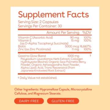 Love Wellness Good to Glow | Collagen Supplement with Biotin, Vitamin C, E, Ashwagandha & Zinc | Pro...