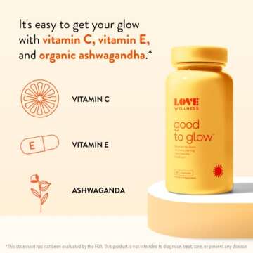 Love Wellness Good to Glow | Collagen Supplement with Biotin, Vitamin C, E, Ashwagandha & Zinc | Promotes Smooth, Glowing & Clear Skin | Enhances Smoothness & Promotes Healthy Skin | 60 Count