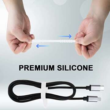 Neepanda 25Pack Reusable Cable Zip Ties, 4.5 Inch Elastic Silicone Cord Organizer Straps for Bundling and Organizing Phone Charging, Cable Wire, Headphones, Management Home Office Table (White)