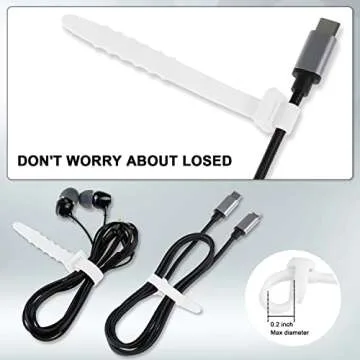 Neepanda 25Pack Reusable Cable Zip Ties, 4.5 Inch Elastic Silicone Cord Organizer Straps for Bundling and Organizing Phone Charging, Cable Wire, Headphones, Management Home Office Table (White)