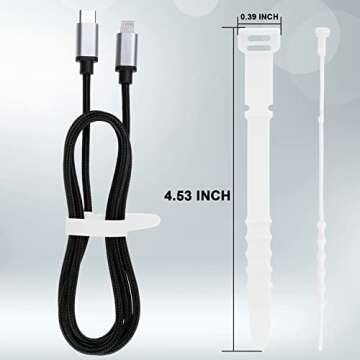Neepanda 25Pack Reusable Cable Zip Ties, 4.5 Inch Elastic Silicone Cord Organizer Straps for Bundling and Organizing Phone Charging, Cable Wire, Headphones, Management Home Office Table (White)