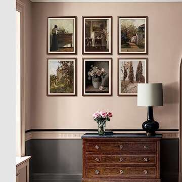 6Pcs Vintage Farmhouse Wall Decor, French Country Flower Wall Art Prints Eclectic Gallery Landscape ...