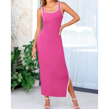 BTFBM Women's Knit Bodycon Maxi Dress Ideal for Summer Events