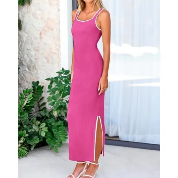 BTFBM Women's Knit Bodycon Maxi Dress Ideal for Summer Events