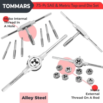 TOMMARS 75-Pc Tap and Die Set for Professionals and DIYers