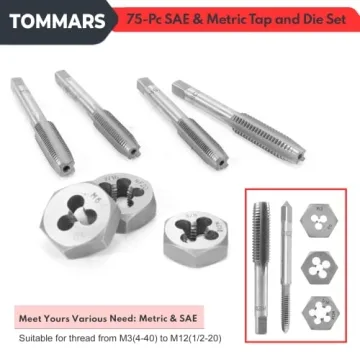 TOMMARS 75-Pc Tap and Die Set for Professionals and DIYers