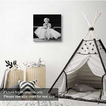 Niwo ART-Monroe C, Classic Movie Stars Canvas Wall Art Home Decor,Stretched Ready to Hang (24"x24"x3/4")