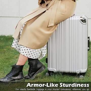 Coolife Luggage Aluminium Frame Suitcase TSA Lock 100% PC 20in 24in 28in (Sliver, L(28in))