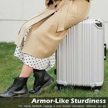 Coolife Luggage Aluminium Frame Suitcase TSA Lock 100% PC 20in 24in 28in (Sliver, L(28in))