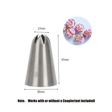 1B Piping Tip,Extra Large Drop Flower Tip 1B,1B Frosting Tip for Cake Decorating,3 Pcs
