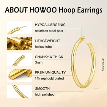 Gold Hoop Earrings for Women Lightweight and Stylish