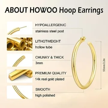 Gold Hoop Earrings for Women Lightweight and Stylish