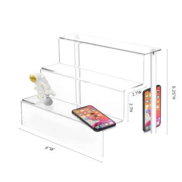 Acrylic Risers for Display, 1 Pack 3 Tier Acrylic Display Riser, Clear Display Stands for Shelf Dessert Cupcake Candy Food Tabletop Collectibles Product Bar Action Figure Showcase, 9x6.25 inch