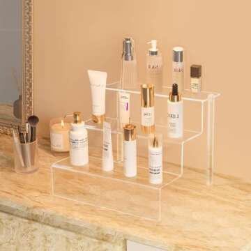 Acrylic Risers for Display, 1 Pack 3 Tier Acrylic Display Riser, Clear Display Stands for Shelf Dessert Cupcake Candy Food Tabletop Collectibles Product Bar Action Figure Showcase, 9x6.25 inch