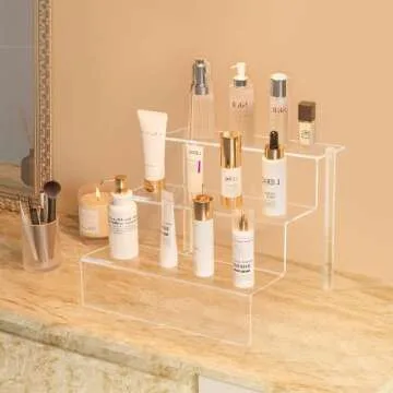 Acrylic Risers for Display, 1 Pack 3 Tier Acrylic Display Riser, Clear Display Stands for Shelf Dessert Cupcake Candy Food Tabletop Collectibles Product Bar Action Figure Showcase, 9x6.25 inch