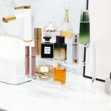 Acrylic Risers for Display, 1 Pack 3 Tier Acrylic Display Riser, Clear Display Stands for Shelf Dessert Cupcake Candy Food Tabletop Collectibles Product Bar Action Figure Showcase, 9x6.25 inch