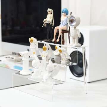 Acrylic Risers for Display, 1 Pack 3 Tier Acrylic Display Riser, Clear Display Stands for Shelf Dessert Cupcake Candy Food Tabletop Collectibles Product Bar Action Figure Showcase, 9x6.25 inch