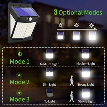 CLAONER Solar Motion Lights Outdoor, 8 Pack Security Lights [Motion Sensor/Permanent On/Brightness C...