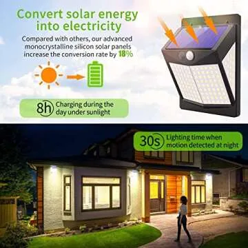 CLAONER Solar Motion Lights Outdoor, 8 Pack Security Lights [Motion Sensor/Permanent On/Brightness Control] with Wide Angle Waterproof Wall Lights