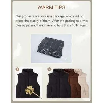 TQD Puffer Vest Women Cropped Puffer Vest Magnetic Button Sleeveless Zip Up Winter Vest For Women Cropped Puffer Jacket Coat Brown US M