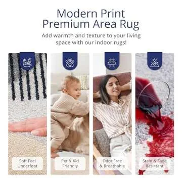 Abani Cream and Gray Mid-Century Rug for Modern Homes