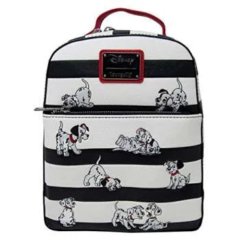 Loungefly x Disney 101 Dalmatians Striped Faux Leather Mini Backpack - A Stylish Tribute to Disney M...