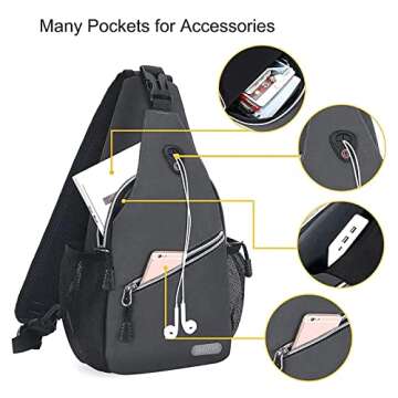 MOSISO Mini Sling Backpack,Small Hiking Daypack Travel Outdoor Casual Sports Bag, Space Gray