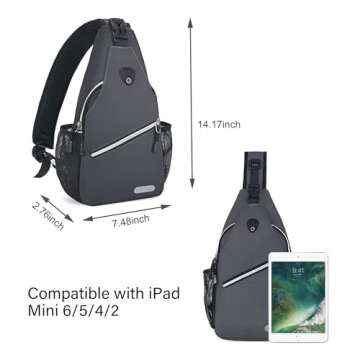 MOSISO Mini Sling Backpack,Small Hiking Daypack Travel Outdoor Casual Sports Bag, Space Gray