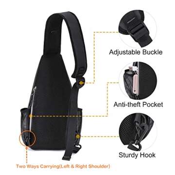 MOSISO Mini Sling Backpack,Small Hiking Daypack Travel Outdoor Casual Sports Bag, Space Gray