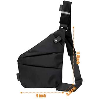 RURING Sling Bag,Anti-theft Crossbody Shoulder Bag Personal Flex Bag,Side Crossbody Backpack for Outdoor(Black,Right)