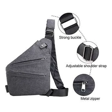RURING Sling Bag,Anti-theft Crossbody Shoulder Bag Personal Flex Bag,Side Crossbody Backpack for Outdoor(Black,Right)